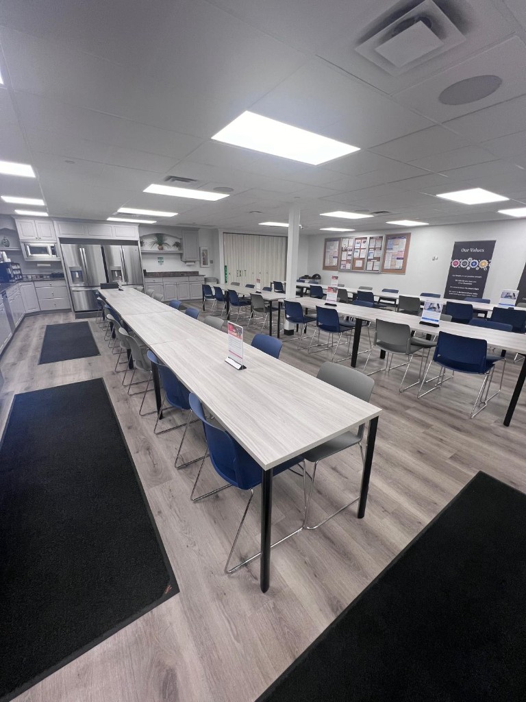Commercial breakroom and common area after service. Photo 1 of 4.