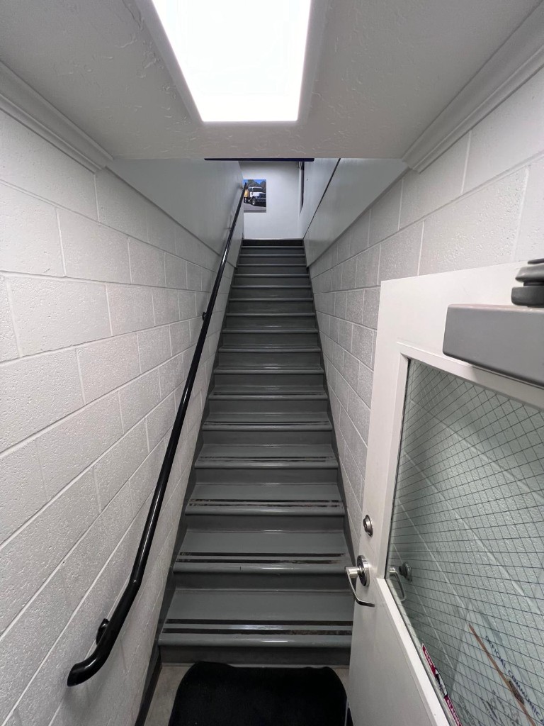 Commercial interior stair after service.